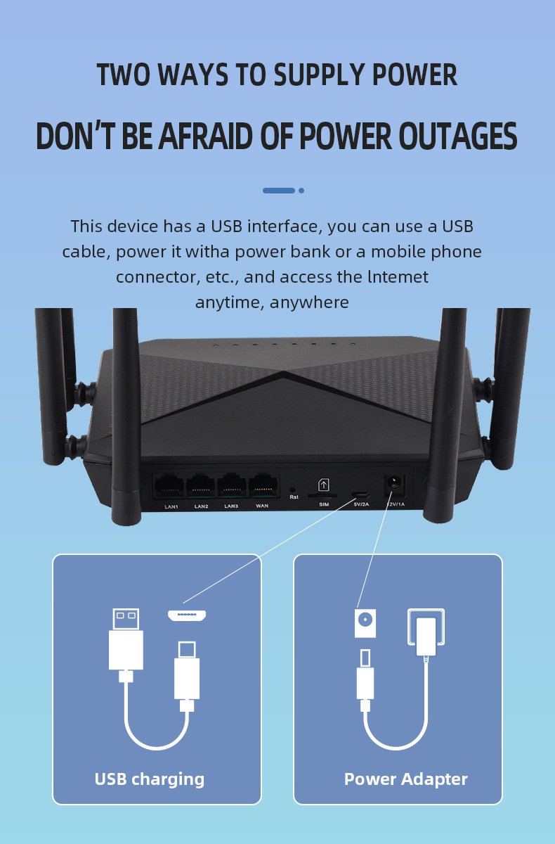 Phát wifi từ sim 4G B618 tích hợp 6 ăngten, bộ phát wifi 4G LTE có 4 cổng WAN/LAN, 6 ăngten Siêu Khỏe - hàng chính hãng