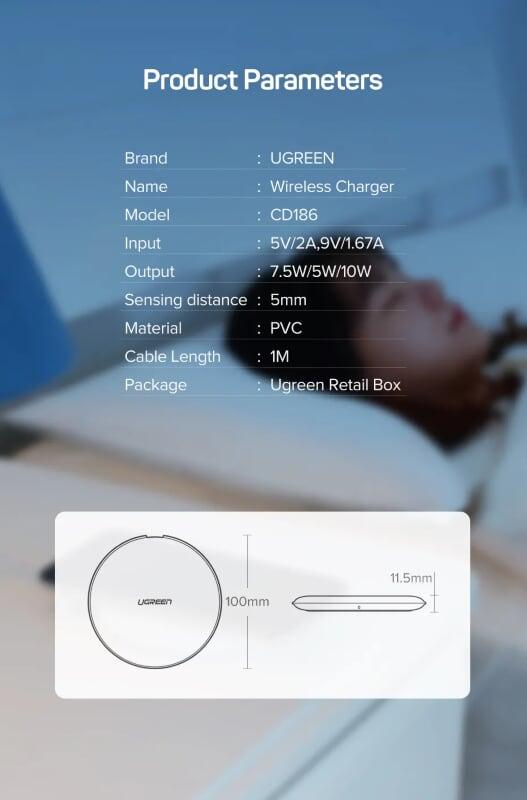 Ugreen UG60112CD186TK 10W Màu Trắng Đế sạc không dây - HÀNG CHÍNH HÃNG