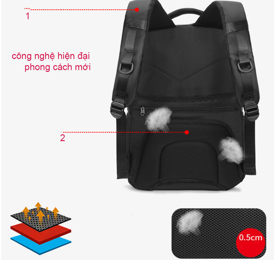 Balo nam tích hợp khóa chống trộm chống rạch chống nước cao cấp phong cách mới