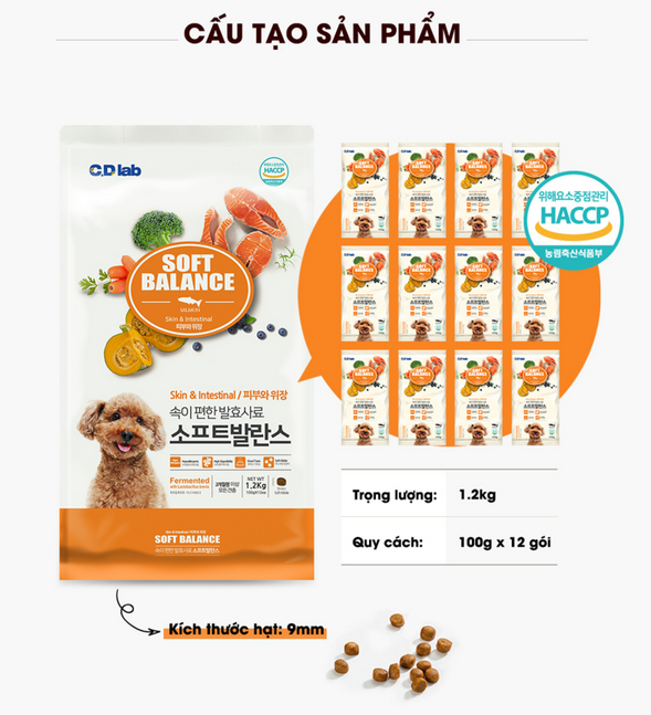 Hạt Mềm Chó Cao Cấp | Soft Balance | Giúp Đường Ruột Khỏe Mạnh | Túi 1,2kg (12 túi nhỏ 100g tiện dụng