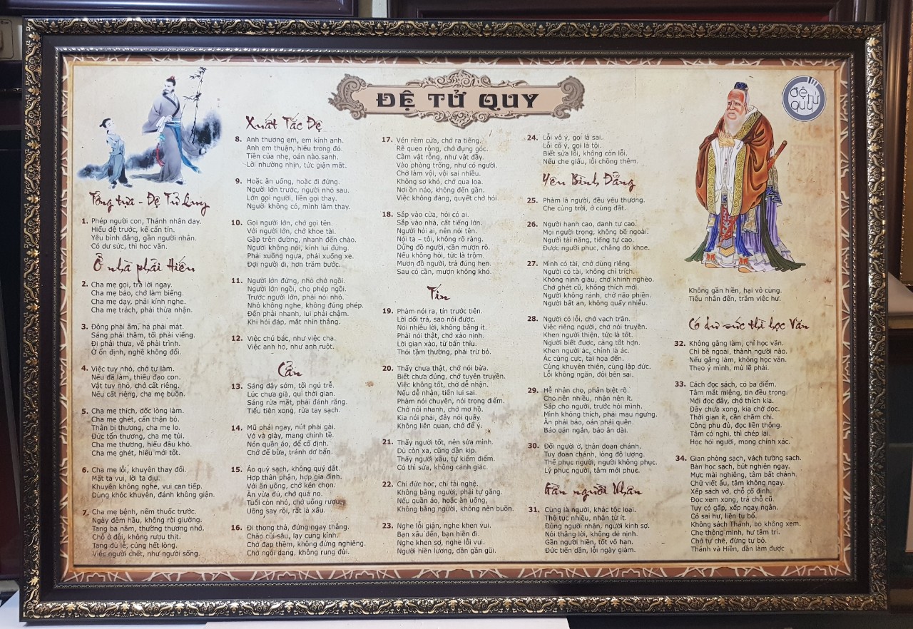 TRANH CHỮ IN DẦU CAO CẤP - ĐỆ TỬ QUY (kích thước 90cm *130cm)