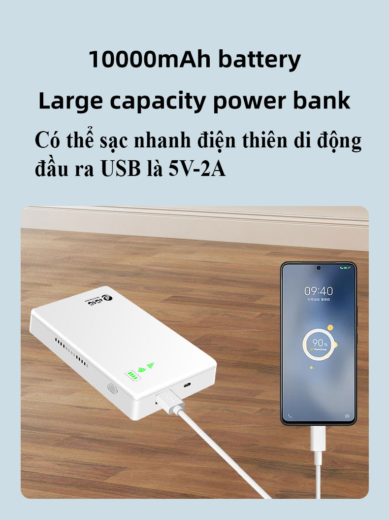 Cục phát wifi từ sim 4G kiêm pin sạc dự phòng TP10000, bộ phát wifi di động tốc độ cao 300Mbps, sử dụng mọi loại sim - Hàng nhập khẩu