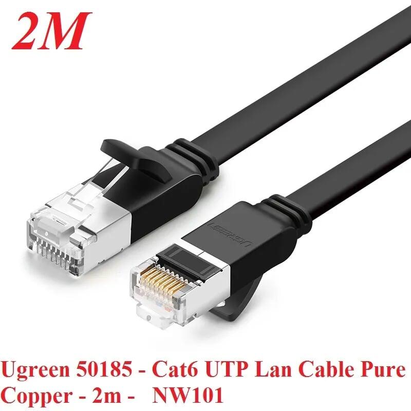 Ugreen UG50185NW101TK 2M màu Đen Cáp mạng LAN CAT 6 UTP dây dẹp - HÀNG CHÍNH HÃNG
