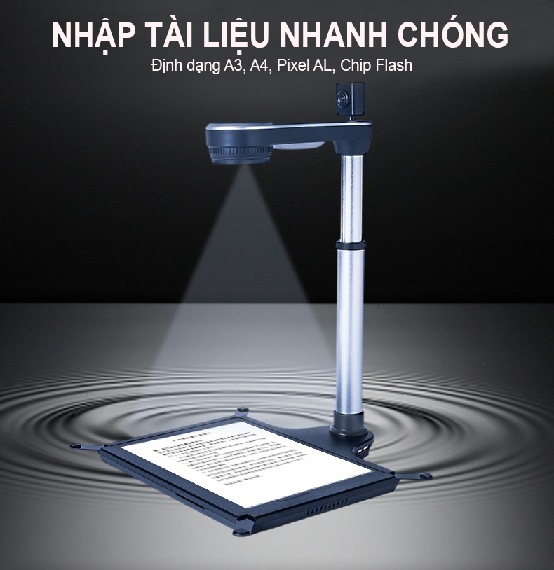 ROGTZ - Máy chiếu vật thể scan màu K1080 Tốc độ nhanh Phân giải cao Lấy nét Thu phóng tự động Quét đa chế độ A3 A4 A5 A6 A7 Tương thích nhiều hệ điều hành USB 2.0 Tích hợp Micro Văn phòng Giáo dục Thư viện Hàng Chính Hãng