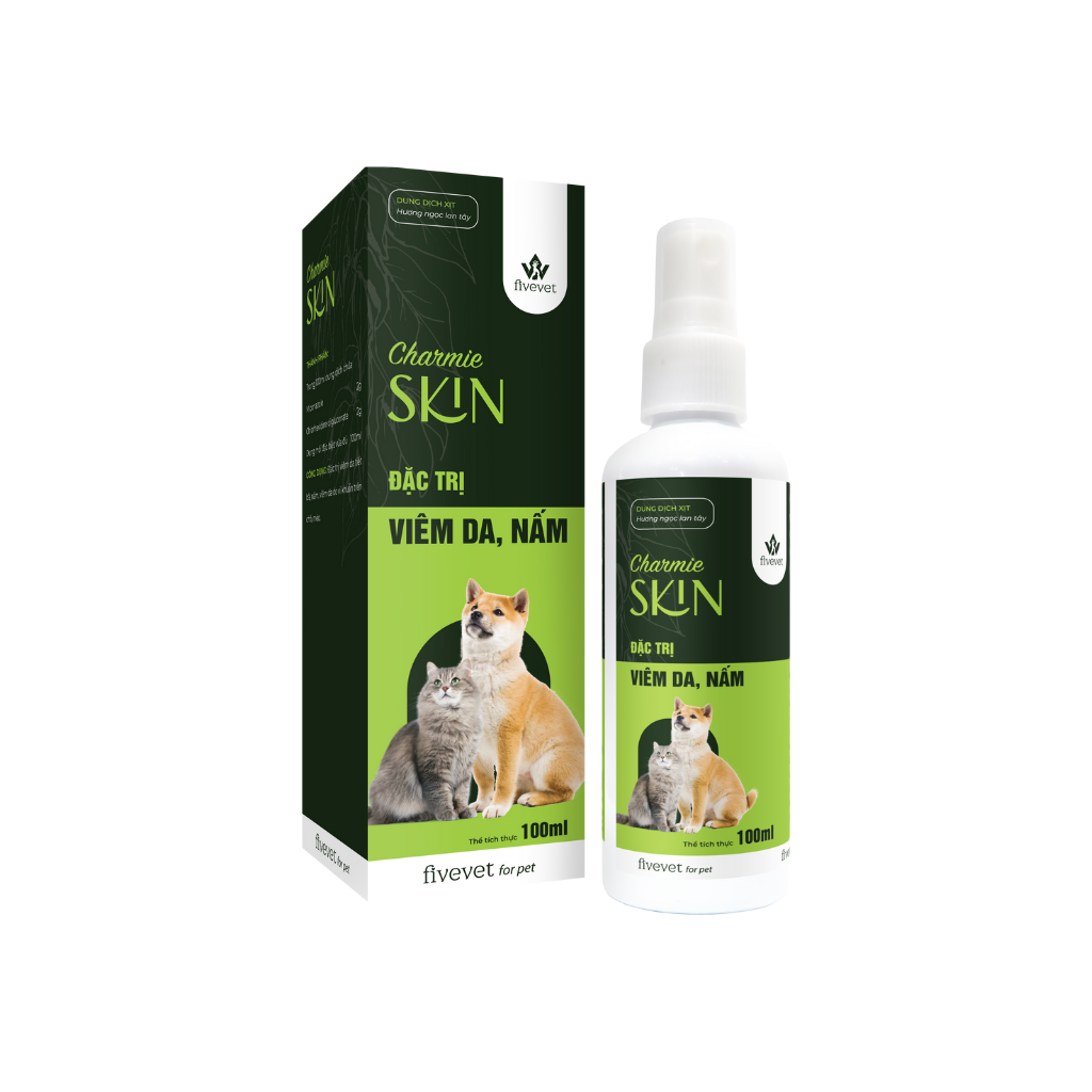 Xịt Nấm, Hỗ Trợ Trị Viêm Da Charmie SKIN 100ml Cho Thú Cưng - Fivevet