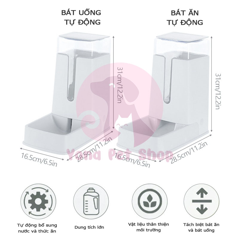 Khay Bát Ăn Khay Bát Uống Tự Động Cho Chó Mèo Cao Cấp 3,5L - YonaPetshop