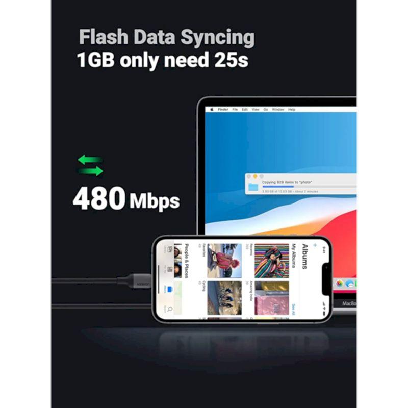 Ugreen UG20304US387TK 1M màu đen Cáp sạc Usb Type C dành cho apple - HÀNG CHÍNH HÃNG