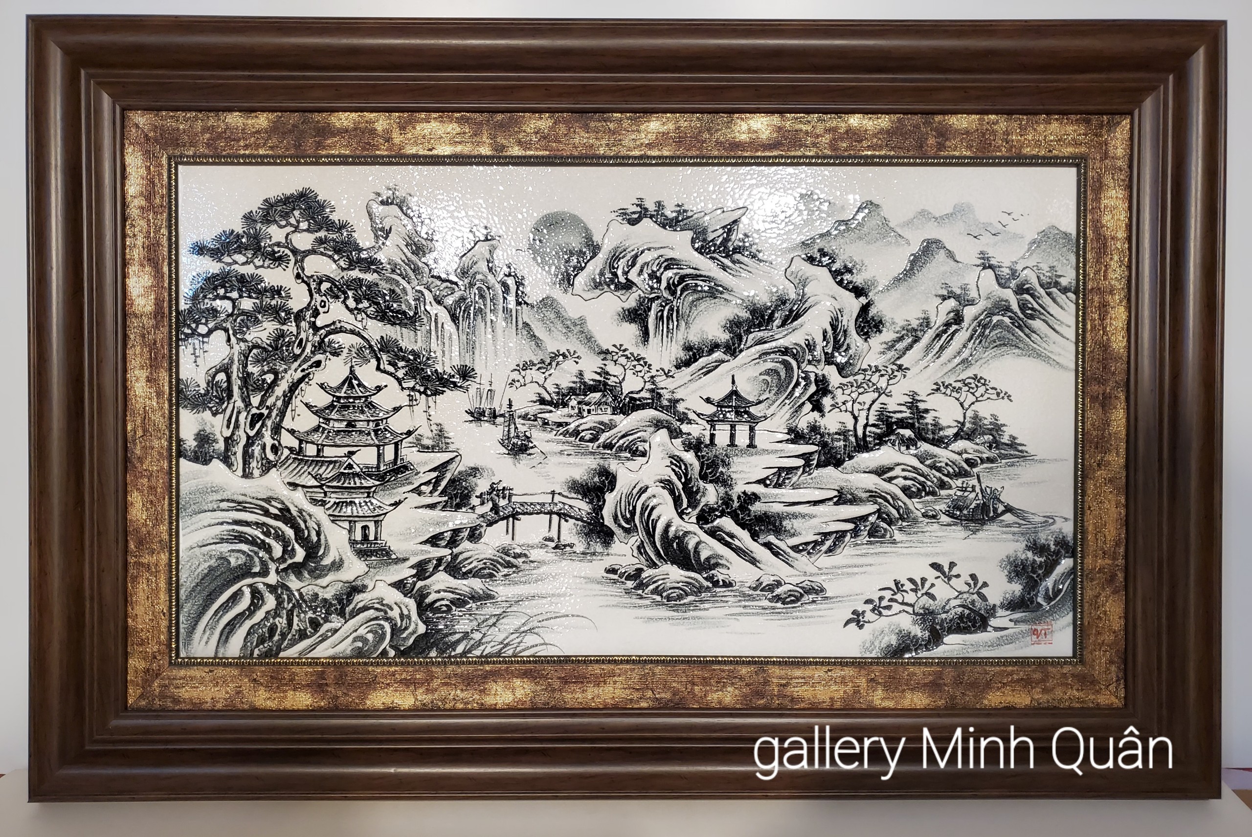 TRANH SỨ THỦY MẶC ĐEN TRẮNG - SƠN THỦY HỮU TÌNH