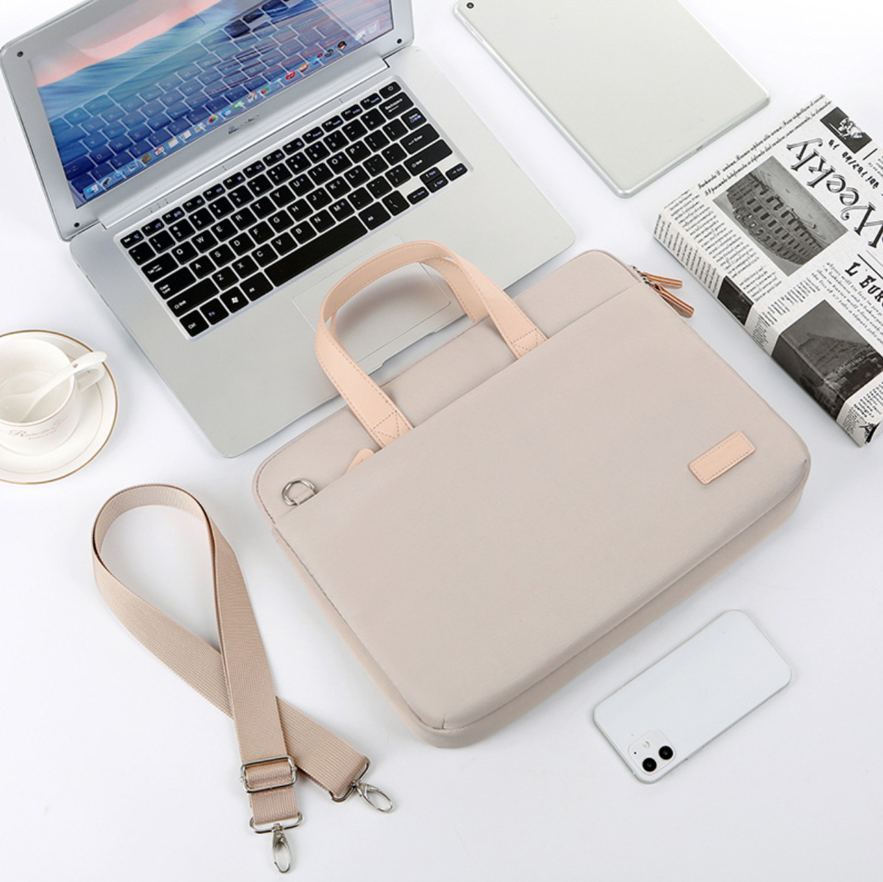 Túi xách chống sốc dành cho laptop macbook surface, túi công sở nam nữ đeo chéo cặp đựng laptop
