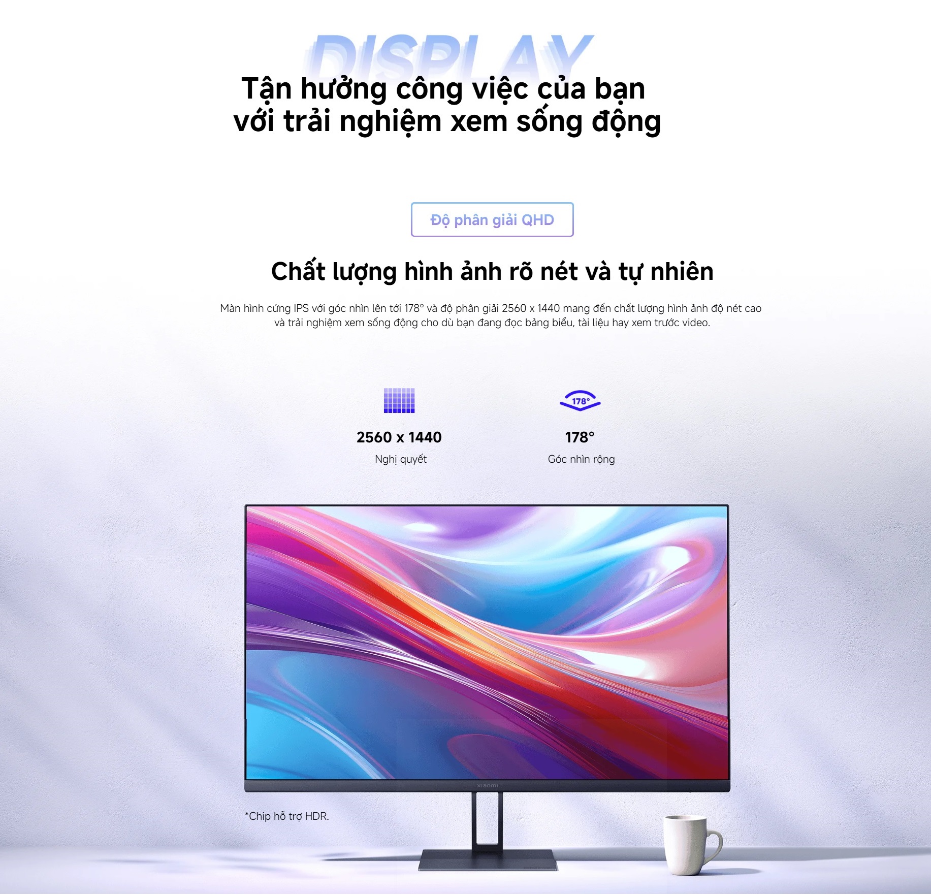 Màn Hình Máy Tính Xiaomi 2K Monitor A27Qi EU 27inch / LCD IPS / 100Hz / 2K / 6ms - Hàng Chính Hãng