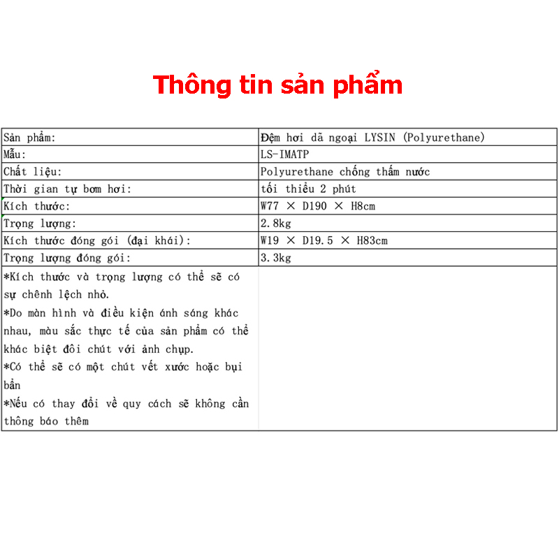 Lysin - đệm nằm dã ngoại (rộng 70cm dày 8cm, chất liệu polyetylen) tự bơm hơi thoảng mái chống thấm nước cắm trại ngoài trời, picnic, du lịch camping có thể liên kết với nhau