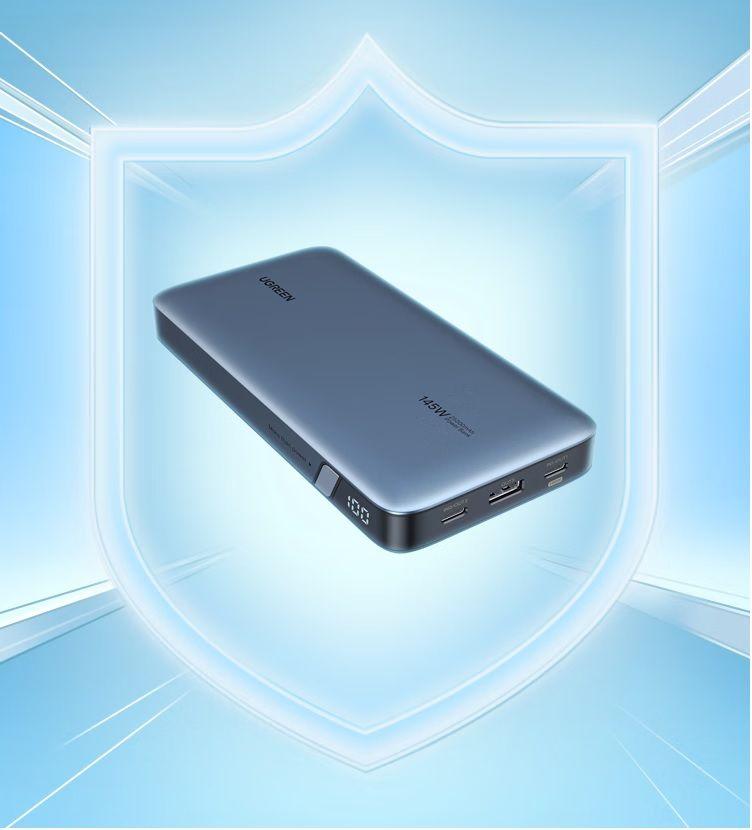Ugreen UG90597PB205TK 25000mAh 145W Sạc dự phòng kèm cáp USB-C 0.5M có LCD gồm 2 cổng USB-C và 1 cổng USB-A hổ trợ sạc nhanh - HÀNG CHÍNH HÃNG