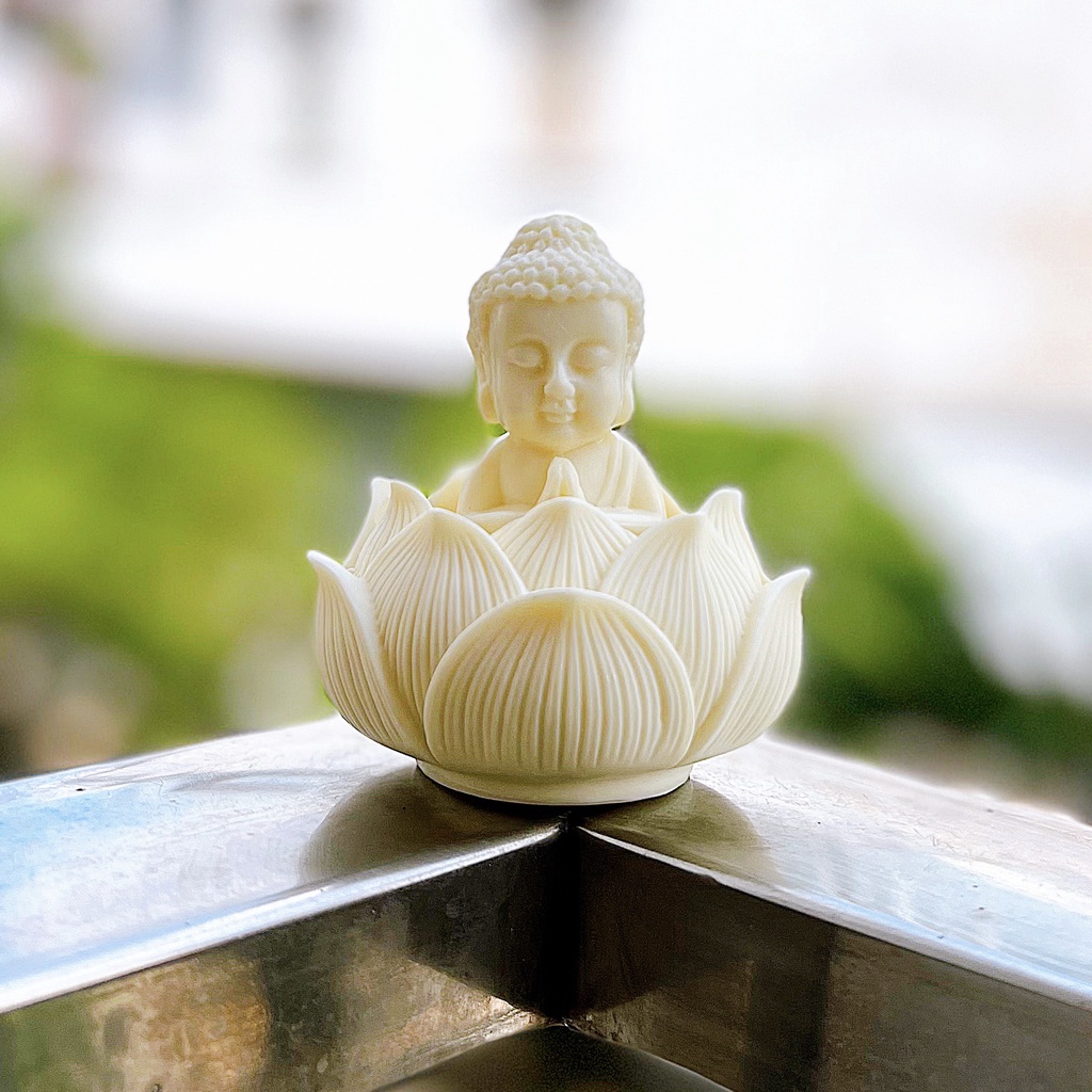 Tượng Phật Ngồi Đài Sen Cầu Bình An Phụ Kiện Ô Tô , Trang Trí Ban Thờ - Tượng Phong Thủy - Hàng CHính Hãng MINIIN