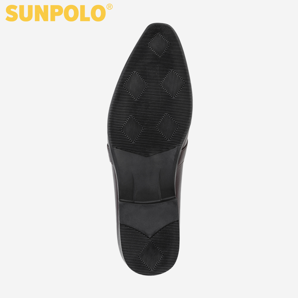 Giày tây nam da bò đế cao su mũi nhọn SUNPOLO TAY-07