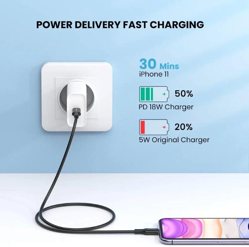 Ugreen UG60751US171TK 1M màu Đen Cáp sạc + truyền dữ liệu Lightning sang Type C - HÀNG CHÍNH HÃNG