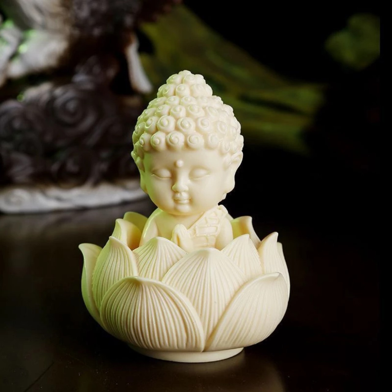 Tượng Phật Ngồi Đài Sen Cầu Bình An Phụ Kiện Ô Tô , Trang Trí Ban Thờ - Tượng Phong Thủy - Hàng CHính Hãng MINIIN