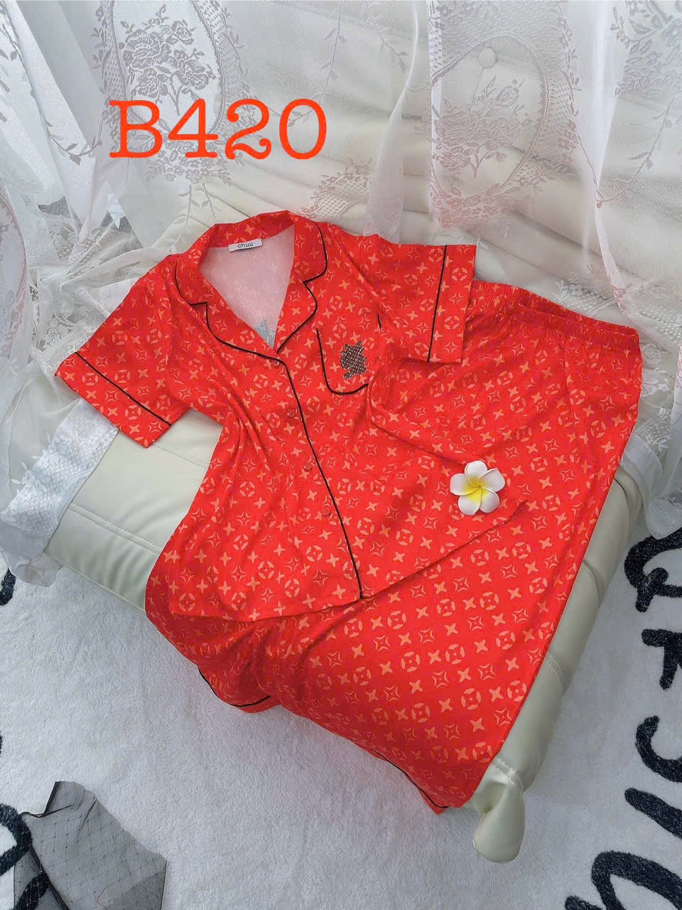 Bộ Đồ Ngủ Quảng Châu Cao Cấp Tay Ngắn Quần Dài Hoạ Tiết Dễ Thương