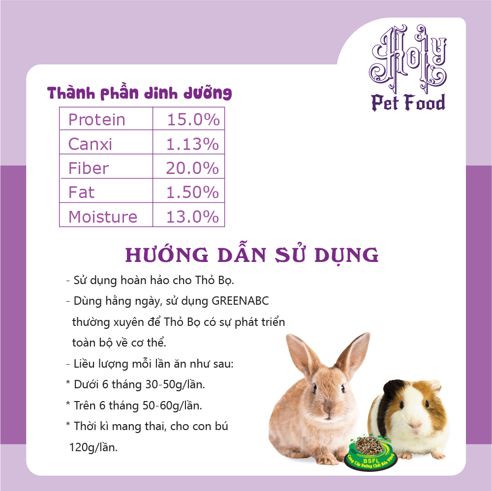 Thức ăn THỎ BỌ, Chuột Lang, Hà Mã Mini, Rabbit, Guinea Pig - Cơ thể săn chắc, Tăng đề kháng - hộp 480g