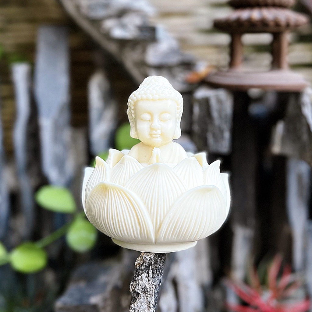 Tượng Phật Ngồi Đài Sen Cầu Bình An Phụ Kiện Ô Tô , Trang Trí Ban Thờ - Tượng Phong Thủy - Hàng CHính Hãng MINIIN