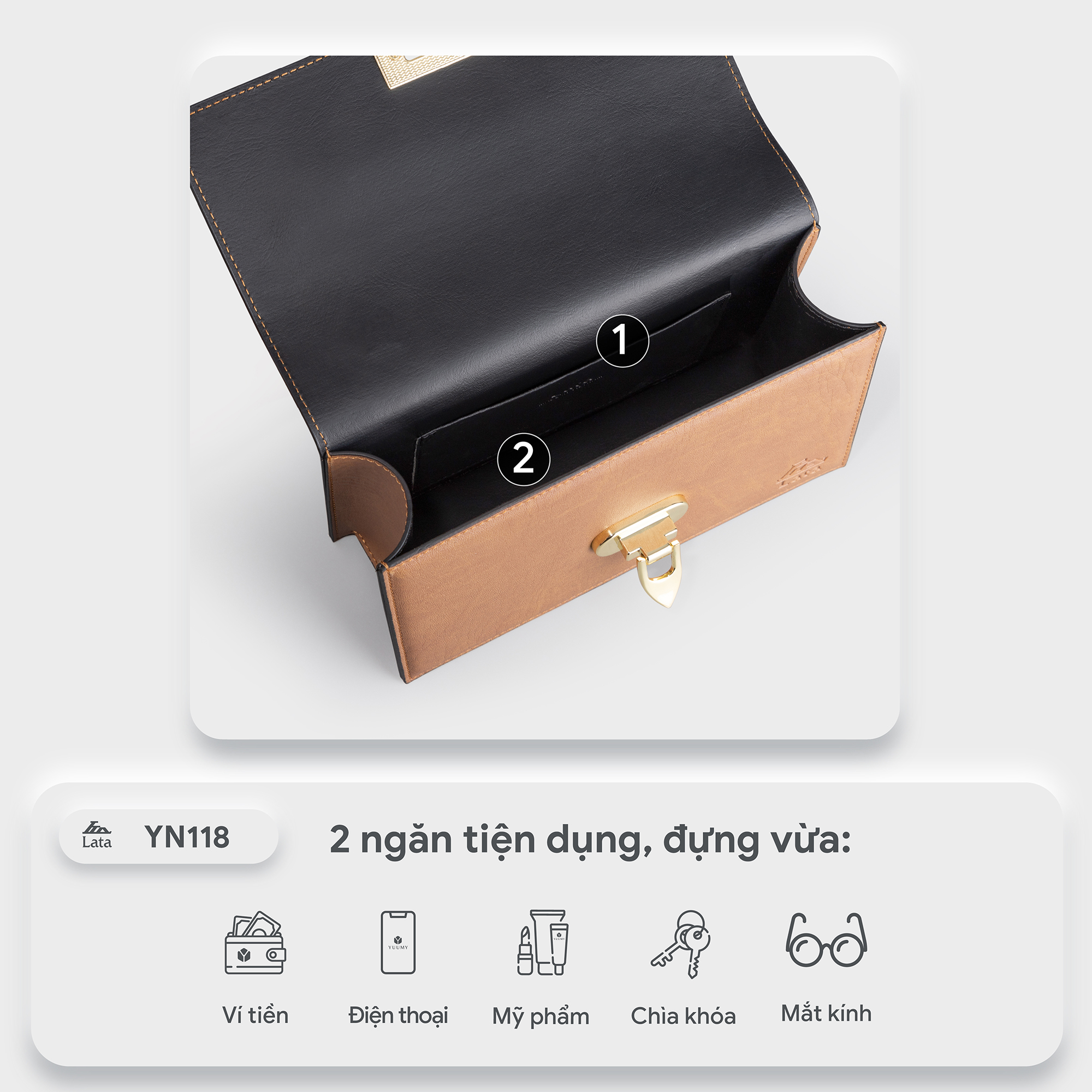 Túi Lata ( Thời trang nữ dự tiệc phối khóa - Túi đeo chéo da HN86 )