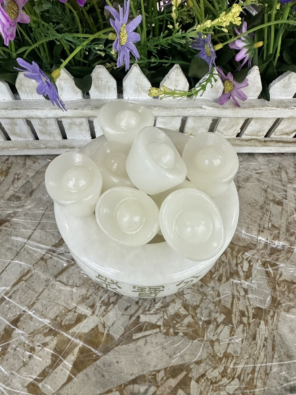 Bát Tụ Tài - Bát Tụ Bảo - Hút Tài - Hút Lộc đá bạch ngọc gia tăng tài lộc - Đường kính 10 cm