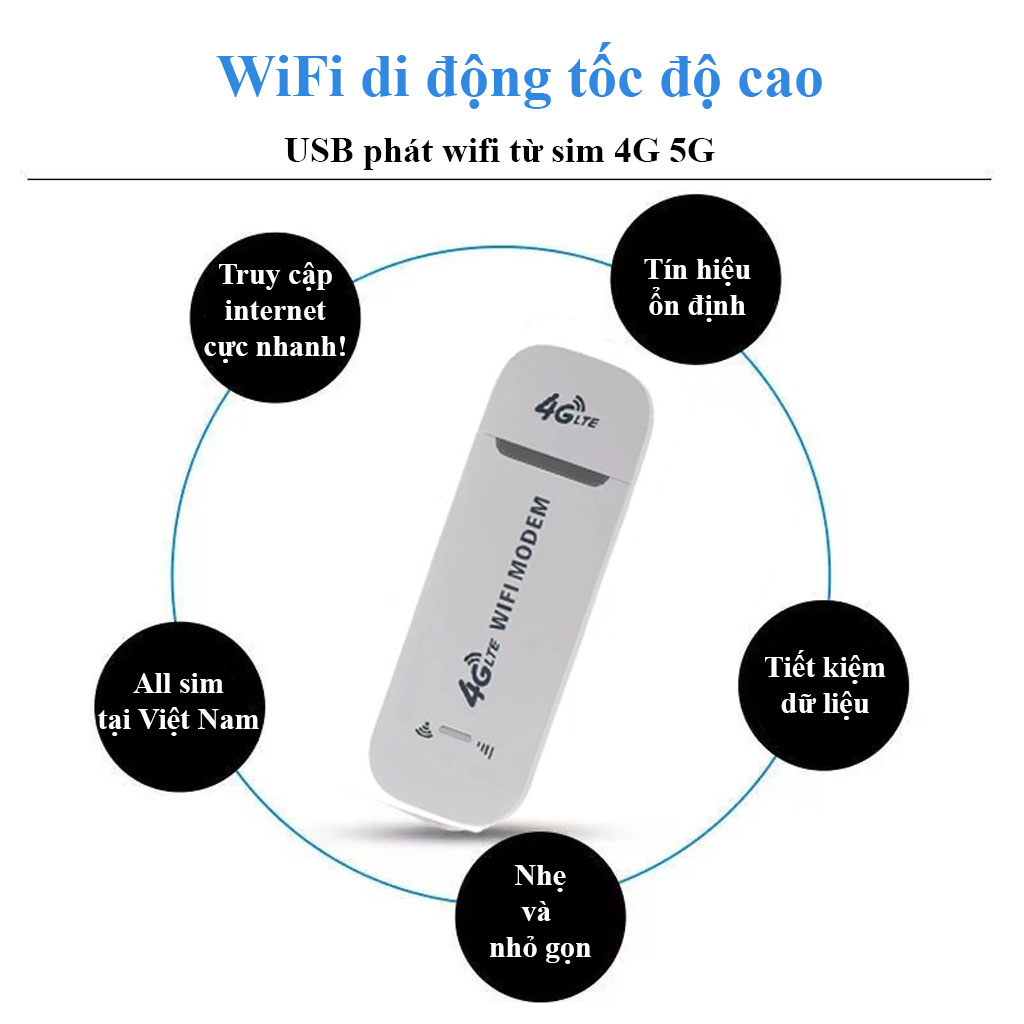 Usb phát sóng wifi từ sim 4G USB Modem, Bộ phát Wifi từ Sim 4G, Dcom phát wifi tốc độ cao, phủ sóng rộng - Hàng chính hãng / Hàng nhập khẩu