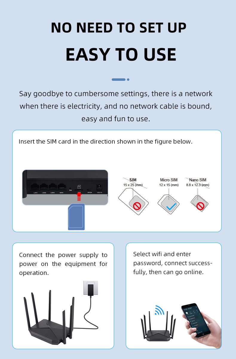 Phát wifi từ sim 4G B618 tích hợp 6 ăngten, bộ phát wifi 4G LTE có 4 cổng WAN/LAN, 6 ăngten Siêu Khỏe - hàng chính hãng