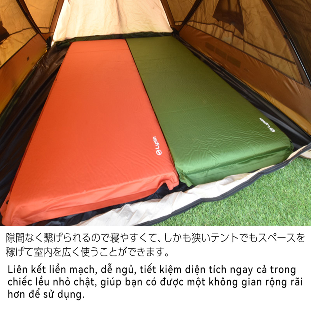 Lysin - đệm nằm dã ngoại (rộng 70cm dày 8cm, chất liệu polyetylen) tự bơm hơi thoảng mái chống thấm nước cắm trại ngoài trời, picnic, du lịch camping có thể liên kết với nhau