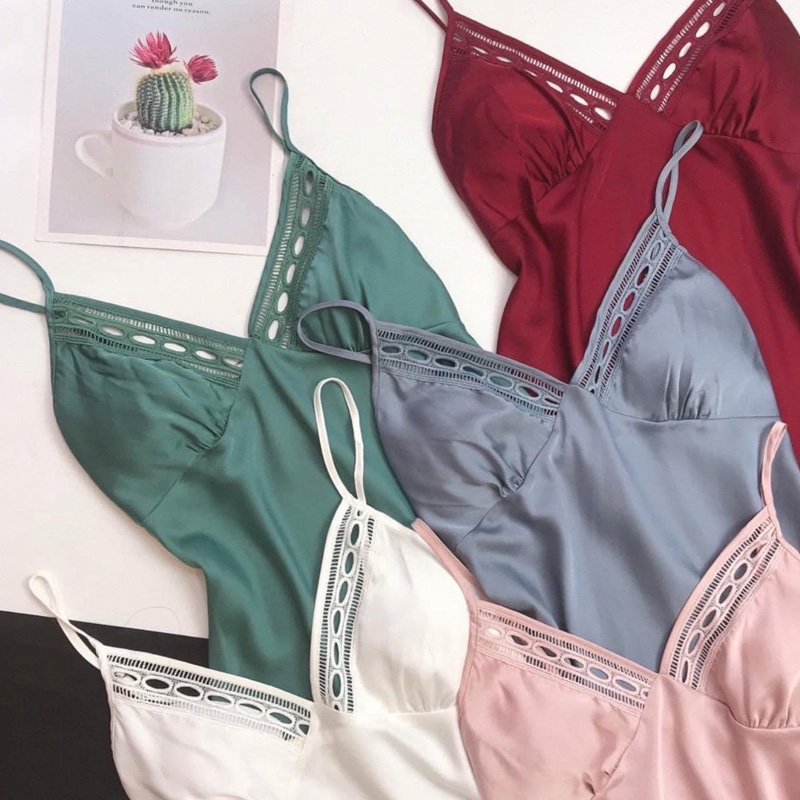 Váy ngủ lụa cao cấp Q117 - váy ngủ nữ, váy ngủ 2 dây - váy ngủ gợi cảm, váy ngủ sexy - Đầm ngủ lụa mặc nhà hai dây vạt xẻ tà
