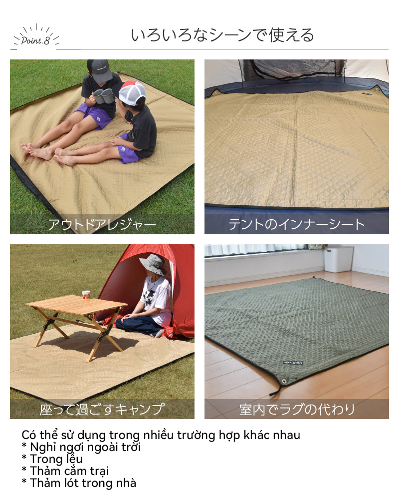 Lysin - thảm lót dã ngoại ngoài trời camping cắm trại du lịch, picnic, ngăn côn trùng, ngăn dị vật, chắn gió