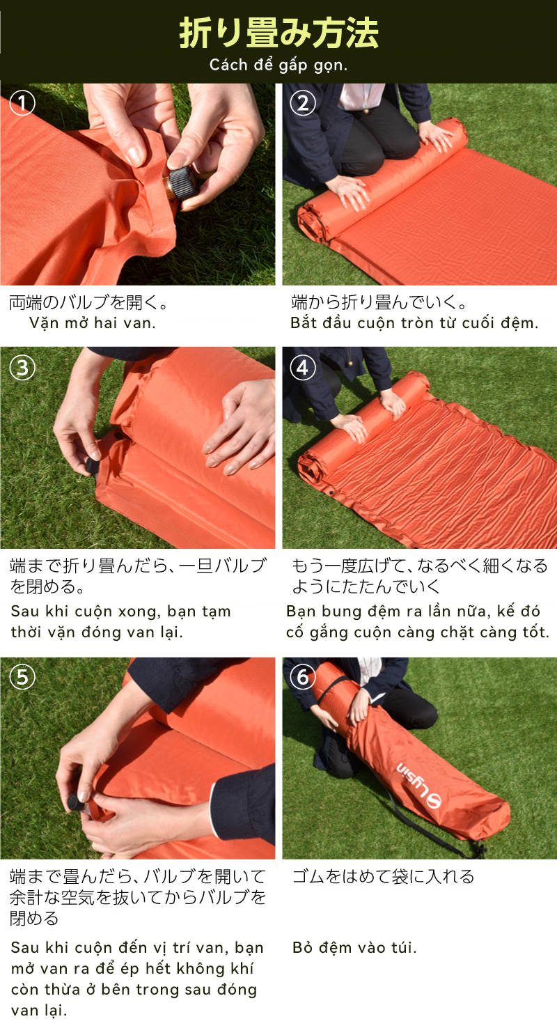 Lysin - đệm nằm dã ngoại (rộng 70cm dày 8cm, chất liệu polyetylen) tự bơm hơi thoảng mái chống thấm nước cắm trại ngoài trời, picnic, du lịch camping có thể liên kết với nhau