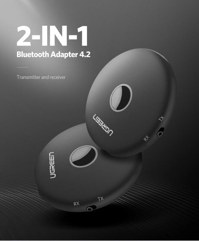 Ugreen UG40762CM108TK BT 4.2 màu Đen Bộ thu phát âm thanh Bluetooth hỗ trợ APTX - HÀNG CHÍNH HÃNG