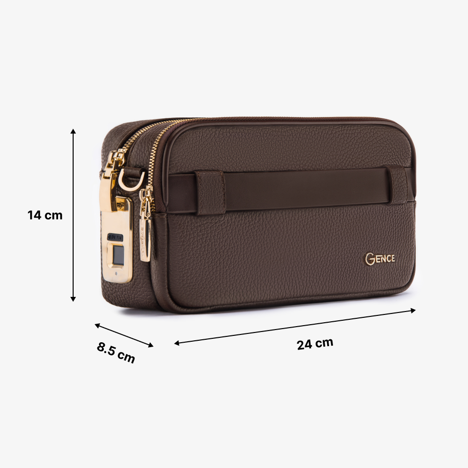 Clutch Cầm Tay Khóa Vân Tay Da Bò Mill RB09 Màu Nâu