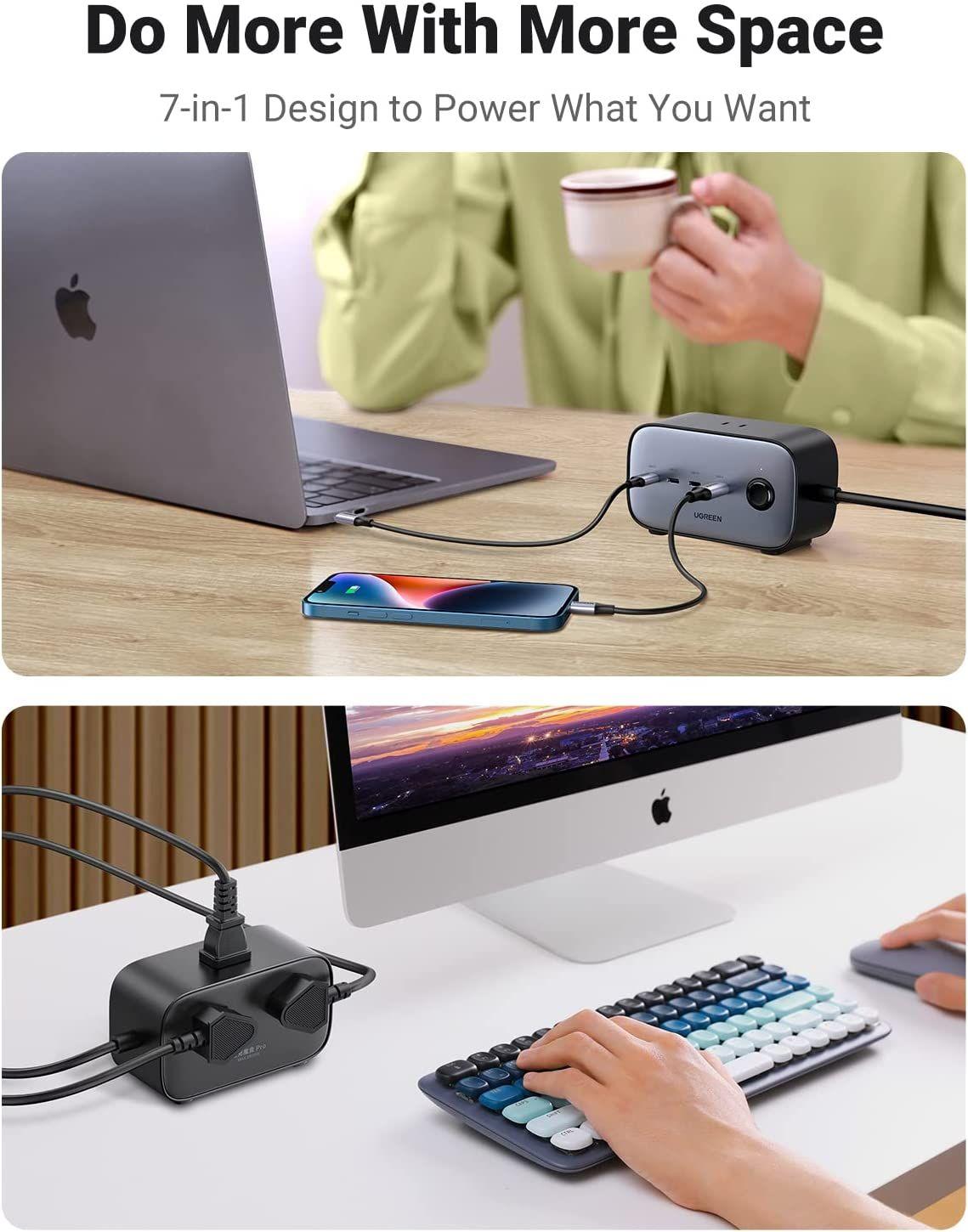 Ugreen UG40896CD270TK 100W Màu Xám Bộ sạc DigiNest Pro gồm 3 cổng USB-C và 1 cổng USB-A chuẩn cắm US - HÀNG CHÍNH HÃNG