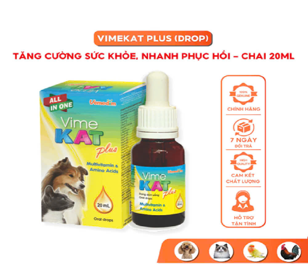Vemedim Vimekat plus Bổ Sung Vitamin Tăng Sức khỏe, Nhanh Phục Hồi cho Chó Mèo, Chim Cảnh, Gà đá