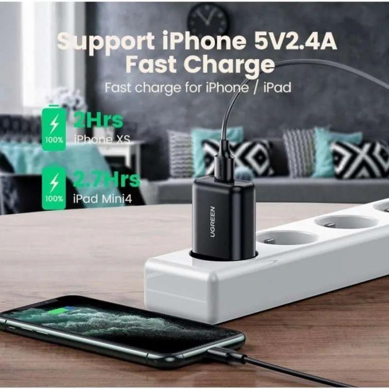 Ugreen UG70273CD122TK 18W QC3.0 Màu đen Củ sạc nhanh usb Quick Charge 3.0 - HÀNG CHÍNH HÃNG