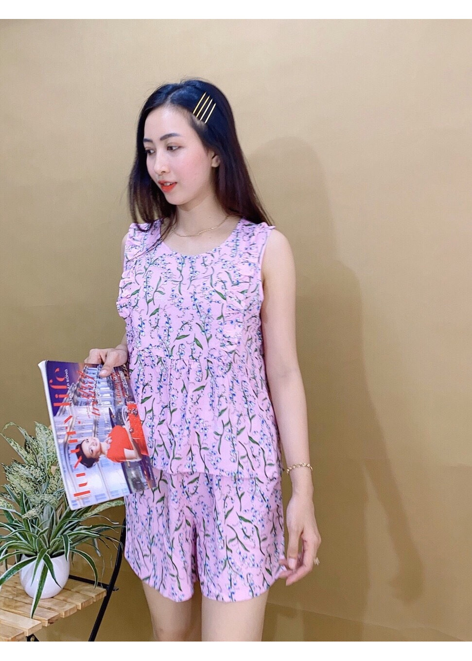 Đồ bộ lanh Thái short có bigsize hàng đẹp