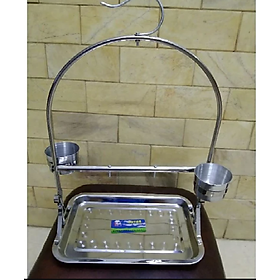 1 cầu đứng nhỏ dùng cho vẹt ngực hồng, cockateil,sun, greencheck, lovebird...(dài 30 rộng 22 cao 35) chưa bao gồm xích chân
