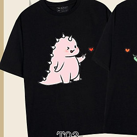 Áo đôi , áo thun cặp nam nữ tay lỡ Unisex "Khung Long Xanh" form rộng vải cotton 100% T03T04 - Mr.Buffalo