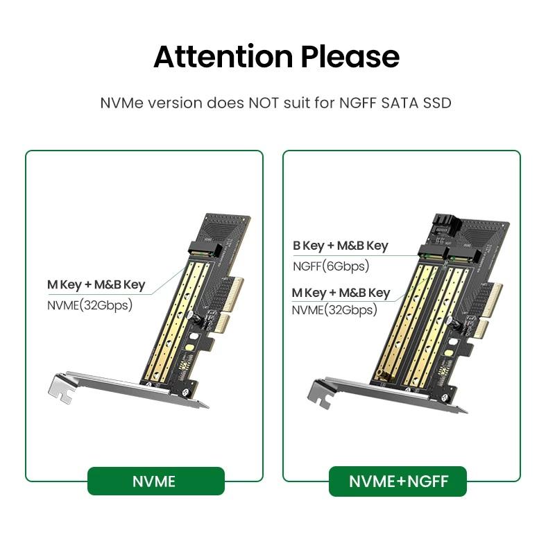 Ugreen UG70504cm302TK Card chuyển Pci-e sang M.2 NVME - M.2 SATA ( NGFF ) - HÀNG CHÍNH HÃNG