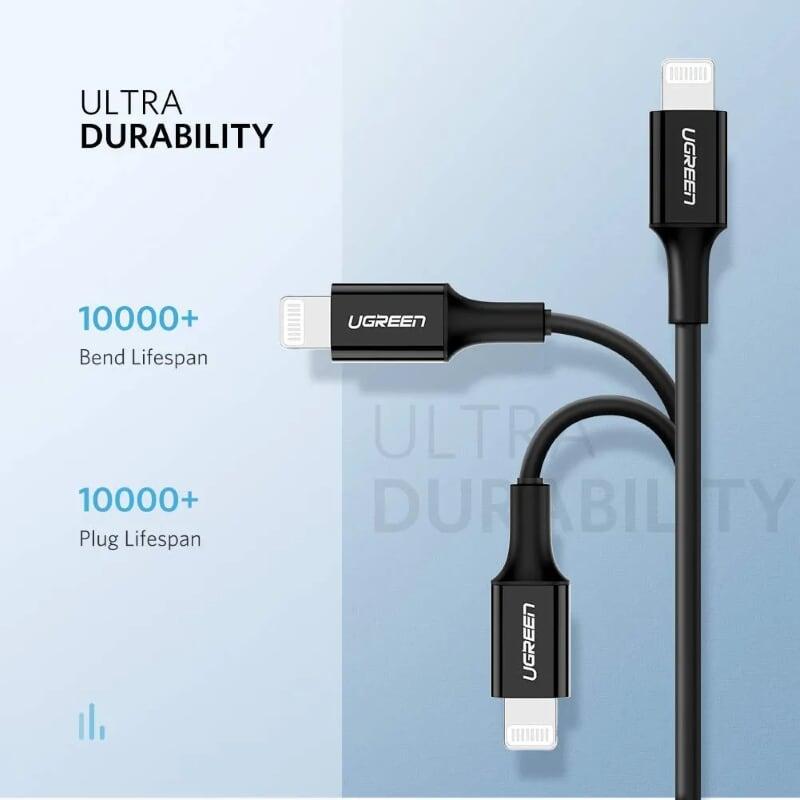 Ugreen UG60751US171TK 1M màu Đen Cáp sạc + truyền dữ liệu Lightning sang Type C - HÀNG CHÍNH HÃNG