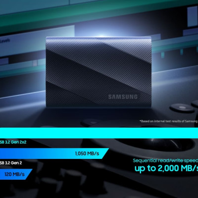 Ổ cứng di động SSD Samsung T9 Tốc độ đọc/ghi 2,000 MB/s 1,950 MB/s USB 3.2 Gen 2x2 - 1 Đổi 1 Hàng chính hãng