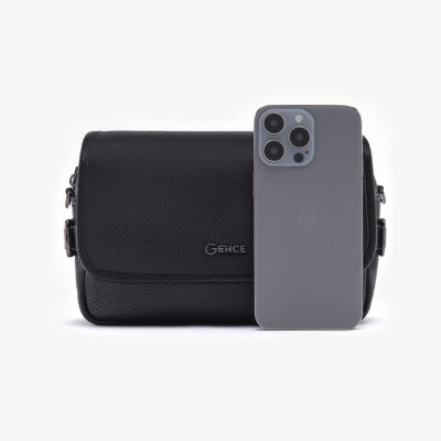 Túi Đeo Chéo Công Sở Túi Nam Hàng Hiệu GENCE TD07 Da Bò Cao Cấp Màu Đen Dáng Ngang