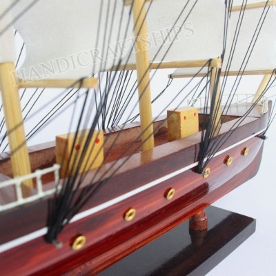 (Sẵn sàng trưng bày) Mô hình thuyền handmade trang trí nhà cửa (30cm - trắng) có hỗ trơ ship