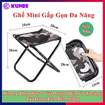 Ghế Mini Gấp Gọn KUNBE Phù Hợp Du Lịch Dã Ngoại Cắm Trại Câu Cá Đợi Chờ Tàu Xe