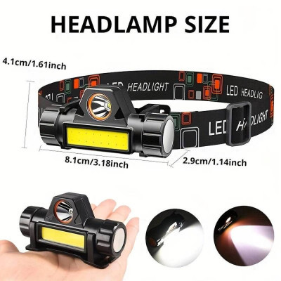 Đèn Pha LED Chống Nước Đa Năng Đèn Pha Sạc USB + COB Đèn Pin Đội Đầu Đèn Đội Đầu Công Suất Cao