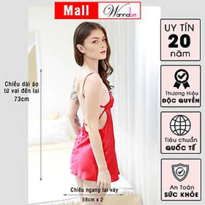 Đầm ngủ lụa WANNABE DNS51 váy ngủ xẻ ngực cut out lưng thả dây ngang tô điểm lưng trần nữ tính quyến rũ của bạn gái