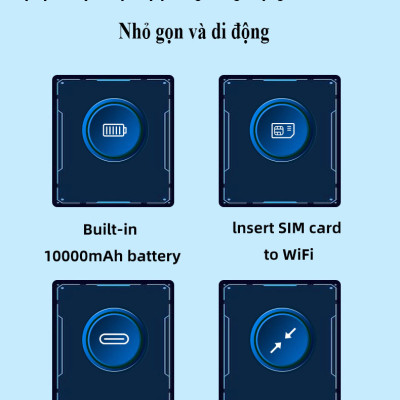 Cục phát wifi từ sim 4G TP10000 kiêm pin sạc dự phòng 10000mAh, bộ phát wifi di động sử dụng mọi loại sim tốc độ cao 300Mbps -Hàng nhập khẩu.