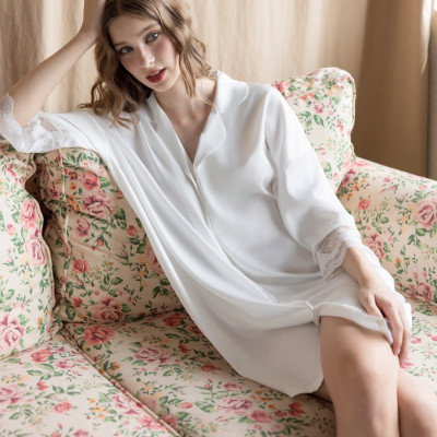 Đầm Ngủ Sơmi D561 Quảng Châu Cao Cấp Trơn Viền Ren Sang Trọng