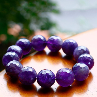 Vòng thạch anh tím hạt đa giác size 16mm mệnh hỏa. thổ - Ngọc Quý Gemstones